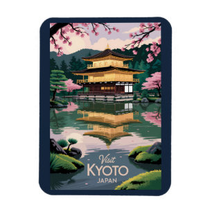Magnet Flexible Kyoto Japon Kinkaku-ji Illustration Voyage Art Vin