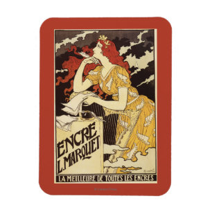 Magnet Flexible L. Marquet Ink Rouge-A dirigé la femme et l'harpe