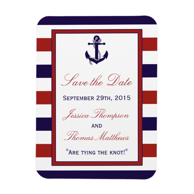 Magnet Flexible La collection de Mariages d'Ancres nautiques Red & (Vertical)