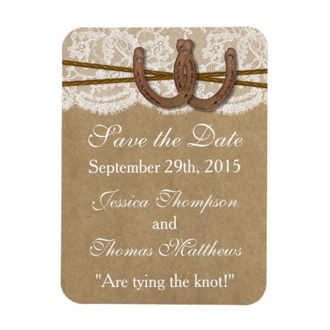 Magnet Flexible La collection de Mariages Kraft, Lace & Horseshoe (Vertical)