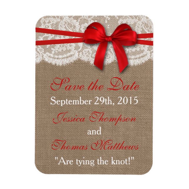 Magnet Flexible La collection de Mariages Rustic Red Bow (Vertical)