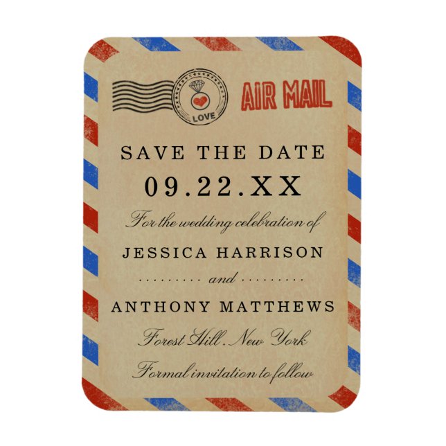 Magnet Flexible La collection Vintage de Mariages Airmail (Vertical)