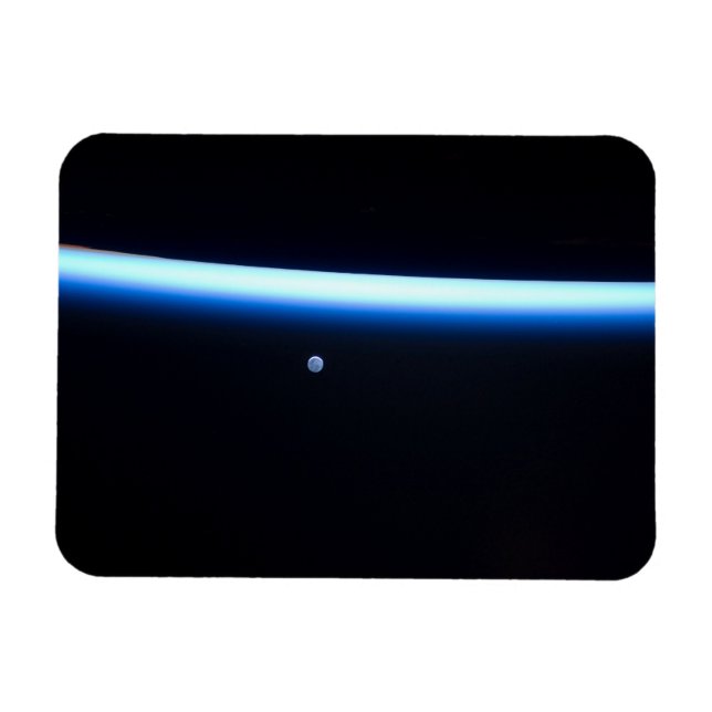 Magnet Flexible La fine ligne de l'atmosphère terrestre et une lun (Horizontal)