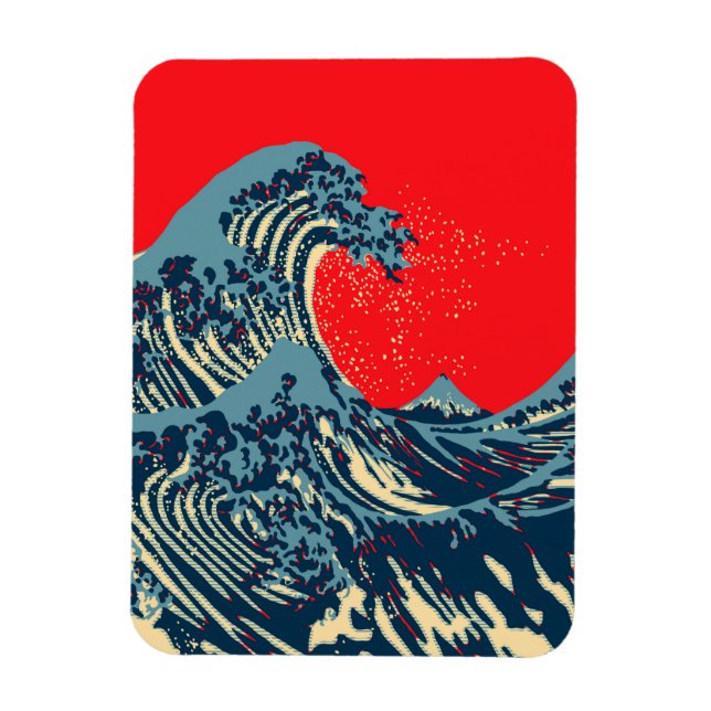Magnet Flexible La Grande Vague de Hokusai dans un style vibrant (Vertical)