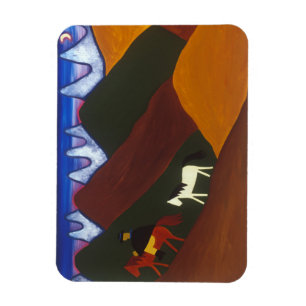 Magnet Flexible La lune et le puma indiquant au revoir au