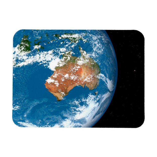 Magnet Flexible La Planète Terre Montre Des Nuages Sur L'Australie (Horizontal)