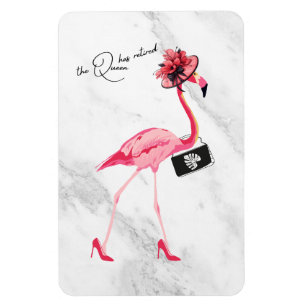Magnet Flexible La Reine A Retraité Classy Chic Flamant rose Rose