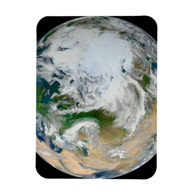Magnet Flexible La Terre Montre L'Arctique, L'Europe Et L'Asie. (Vertical)