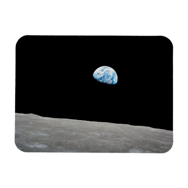 Magnet Flexible La Terre S'Élève Au-Dessus De L'Horizon Lunaire. (Horizontal)