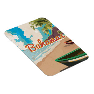 Magnet Flexible La vintage Bahamas Travel Poster.