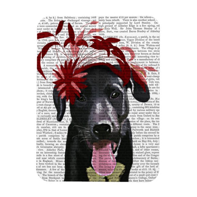 Magnet Flexible Labrador Noir Avec Fascinateur Rouge (Vertical)