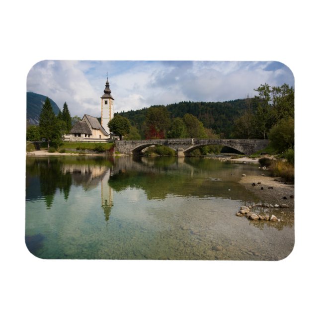 Magnet Flexible Lac Bohinj et église, Slovénie rectangle aimant (Horizontal)