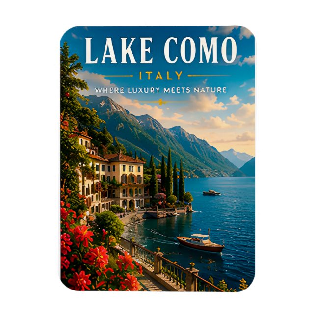 Magnet Flexible 🌊 Lac de Côme Italie Luxe au bord du lac (Vertical)