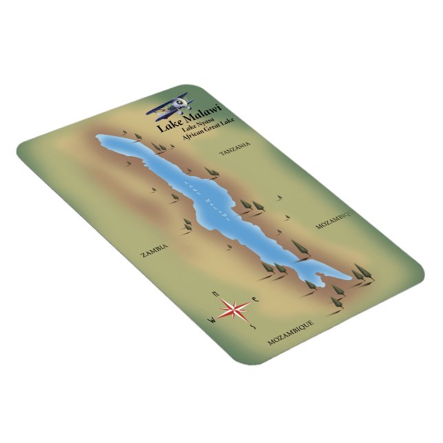 Magnet Flexible Lac Malawi, carte de voyage affiche impression (Côté Droit)