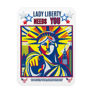 Magnet Flexible Lady Liberty a besoin de toi ! BG blanc contre l'o