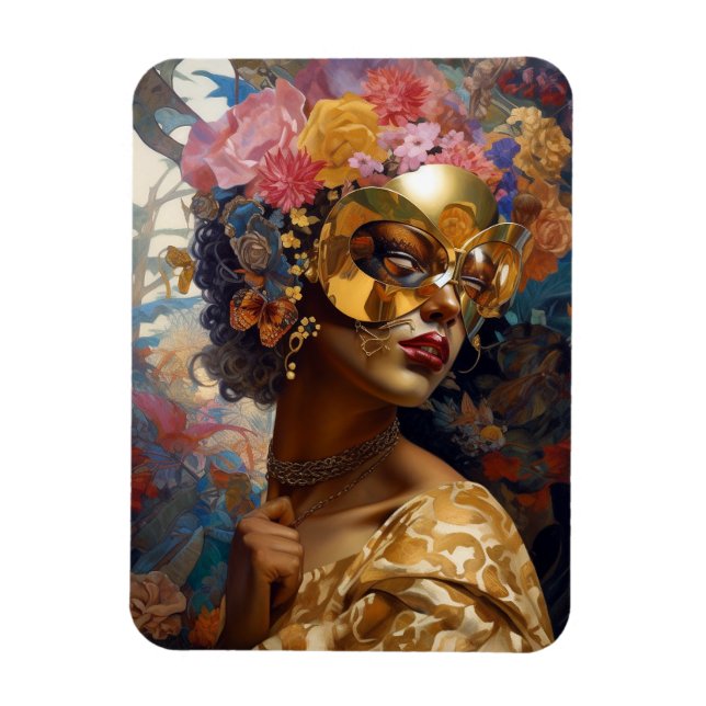 Magnet Flexible Lady Portant un Masque Art Imaginaire noir (Vertical)