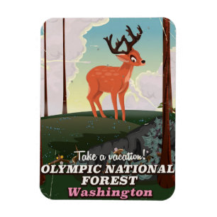 Magnet Flexible L'affiche de voyage de la Forêt Nationale Olympiqu