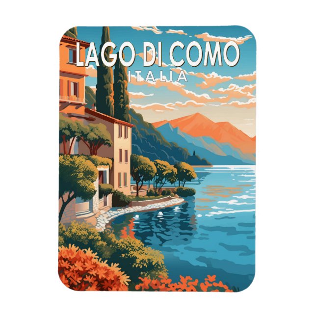 Magnet Flexible Lago di Como Italia Travel Art Vintage (Vertical)