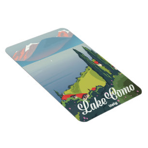 Magnet Flexible Lake Como Italy vintage style travel poster