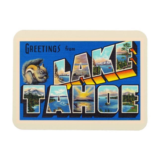 Magnet Flexible Lake Tahoe California CA Grande Lettre Carte posta (Horizontal)