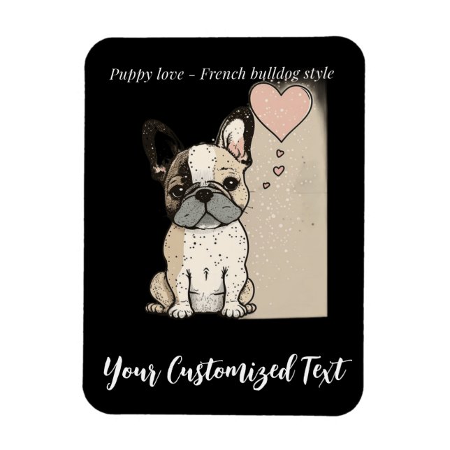 Magnet Flexible L'amour du chiot - T-shirt à la française (Vertical)