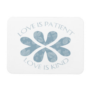 Magnet Flexible L'amour est Patient Blue Hearts Citation inspirant
