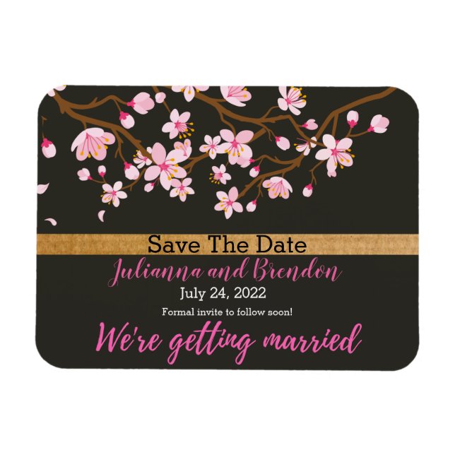 Magnet Flexible L'amour fleurit la fleur des cerisiers Enregistrer (Horizontal)