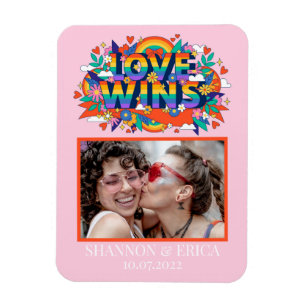 Magnet Flexible L'amour gagne la fierté LGBTQ Collage Arc-en-ciel 