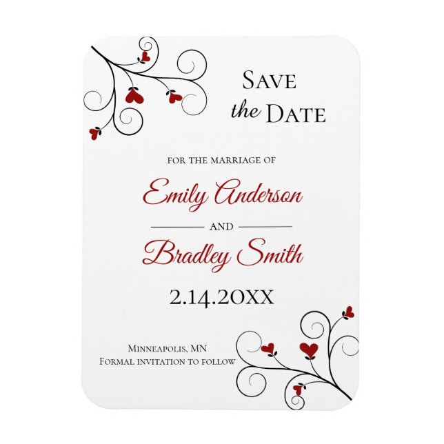 Magnet Flexible L'amour grandit | Mariage au coeur rouge Enregistr (Vertical)