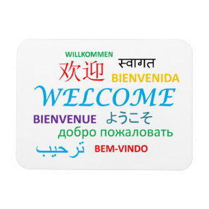 MAGNET FLEXIBLE LANGUES D'ACCUEIL SALUTATIONS COLORÉES