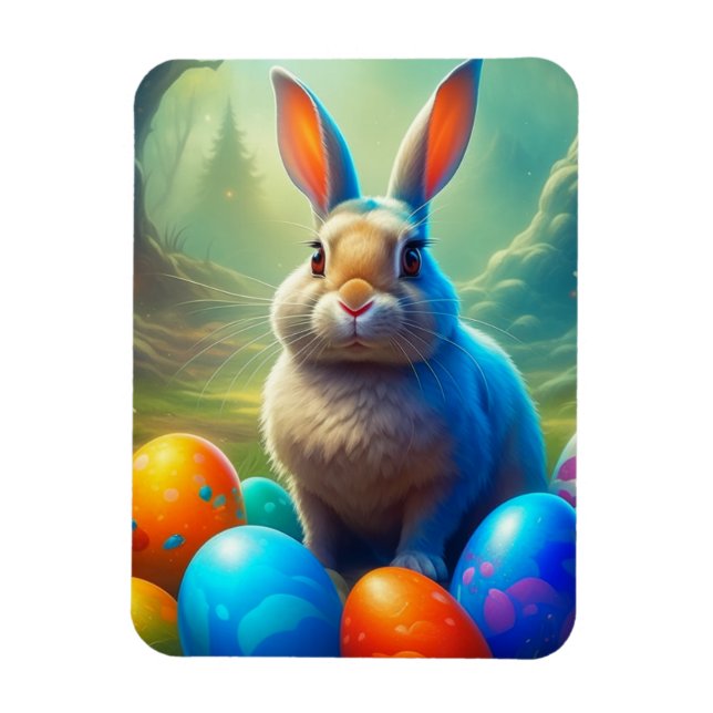 Magnet Flexible Lapin de Pâques Ethérée avec forêt d'Oeufs (Vertical)