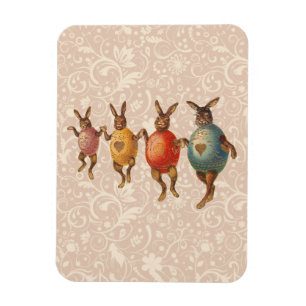 Magnet Flexible Lapins de Pâques vintage dansant avec des costumes