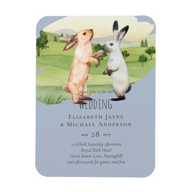 Magnet Flexible Lapins Mariage Couple Country Garden (Vertical)