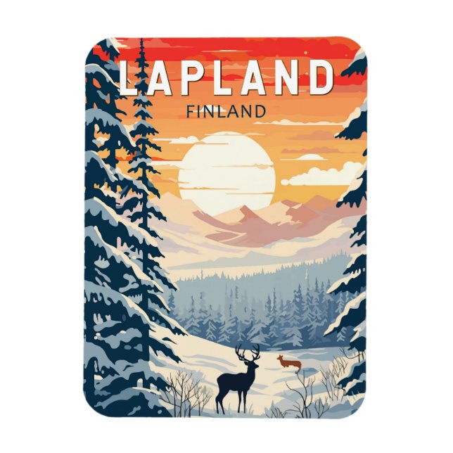 Magnet Flexible Lapland Finlande Travel Art Vintage (Vertical)