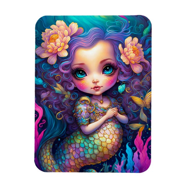 Magnet Flexible L'art de l'Imaginaire de la mignonne sirène (Vertical)