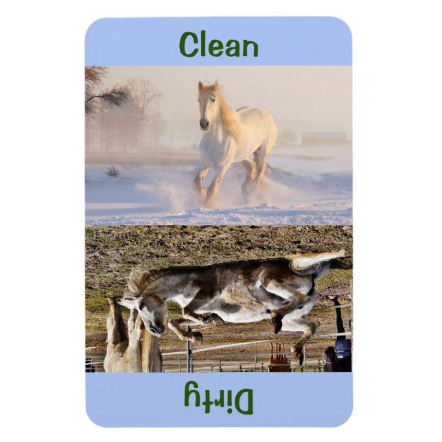 Magnet Flexible Lave-vaisselle photo pour chevaux propres et secs  (Vertical)