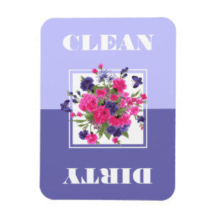 Magnet Flexible Lave-vaisselle propre ou sale, fleurs et papillons