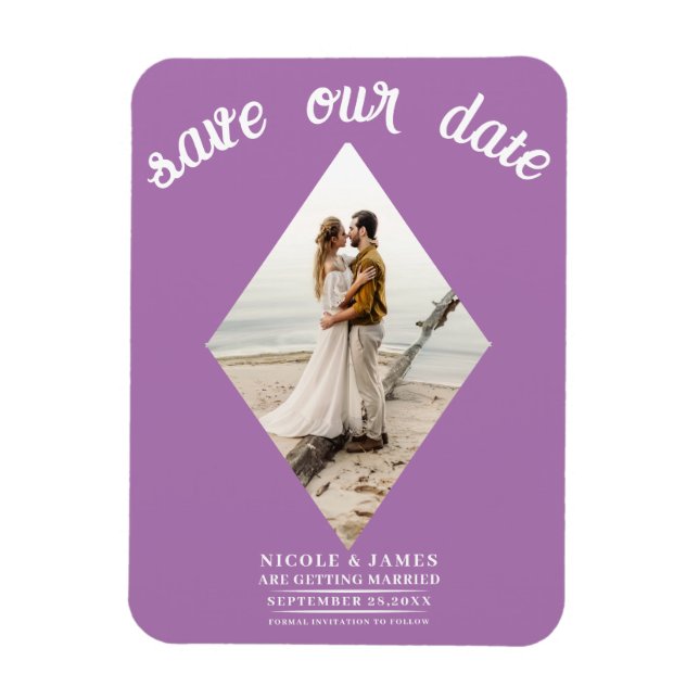 Magnet Flexible Lavender Lilac Diamond photo mariage Enregistrer l (Vertical)