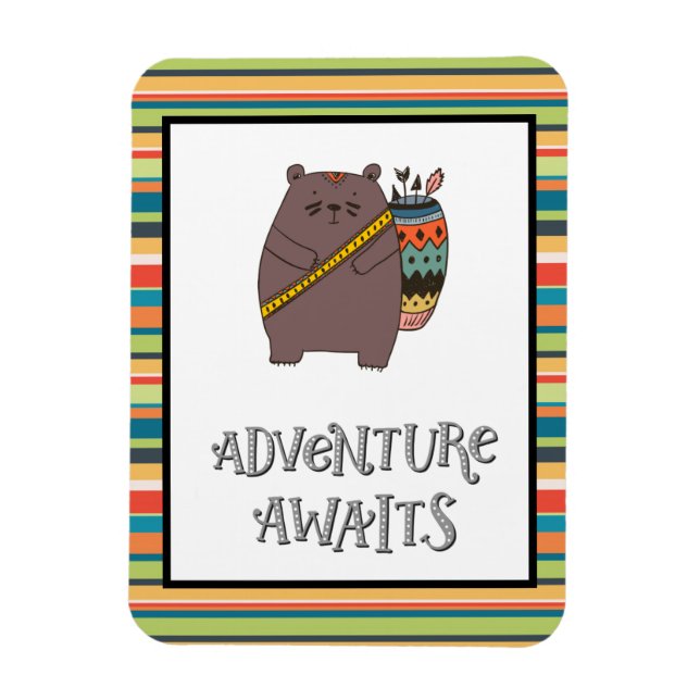 Magnet Flexible L'aventure attend Boho Bear (Vertical)
