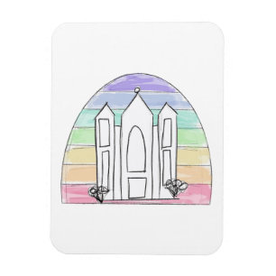 Magnet Flexible LDS Salt Lake City Temple rainbow sunset mormon
