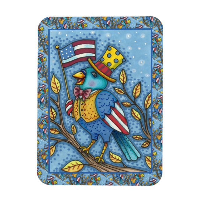 MAGNET FLEXIBLE LE 4 JUILLET, TWEET DE BLUEBIRD, AMERICAN FLAG USA (Vertical)