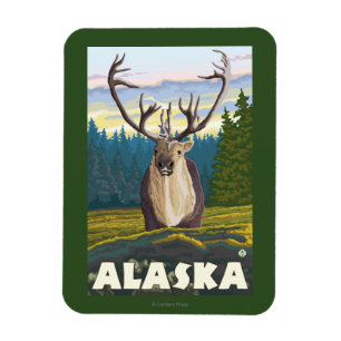 Magnet Flexible Le caribou de l'Alaska dans le Vintage voyage sauv