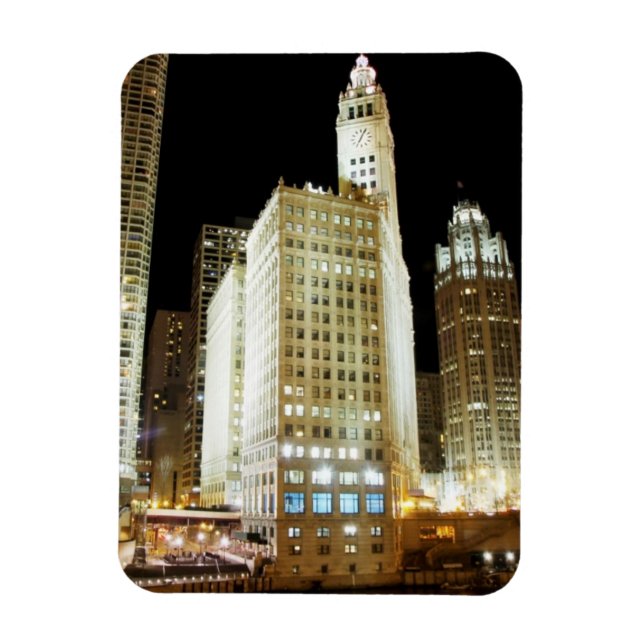 Magnet Flexible Le célèbre monument de Chicago la nuit (Vertical)