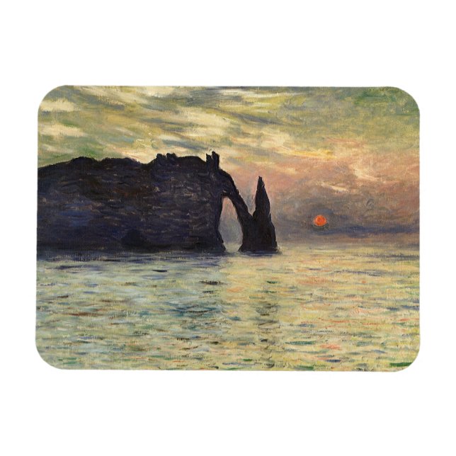 Magnet Flexible Le Cliff Etretat, coucher de soleil de Claude Mone (Horizontal)