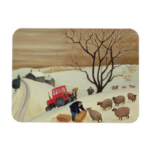 Magnet Flexible Le foin au mouton par tracteur