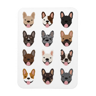 Magnet Flexible Le gentil Bulldog français face Motif