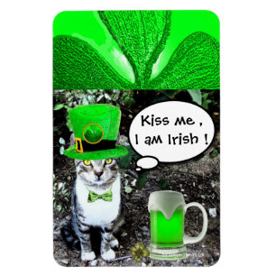 MAGNET FLEXIBLE LE JOUR DE SAINT PATRICK CAT WITH GREEN IRISH