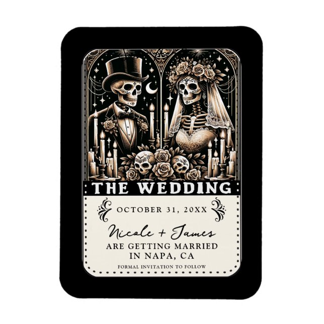 Magnet Flexible LE MARIAGE Tarots de squelettes Enregistrez la dat (Vertical)