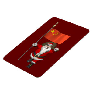 Magnet Flexible Le Père Noël Avec Drapeau De Chine