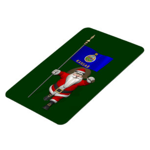 Magnet Flexible Le Père Noël Avec L'Enseigne Du Kansas